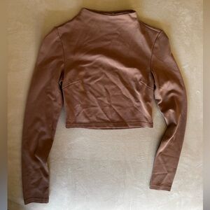 Tiger Mist Long Sleeve Brown Crop Top